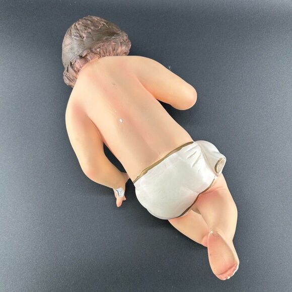 VTG Baby Jesus Nativity Chalk Ware Glass Eyes Real Eyelashes 14"L x 5.5"H x 7"W - Picture 3 of 14